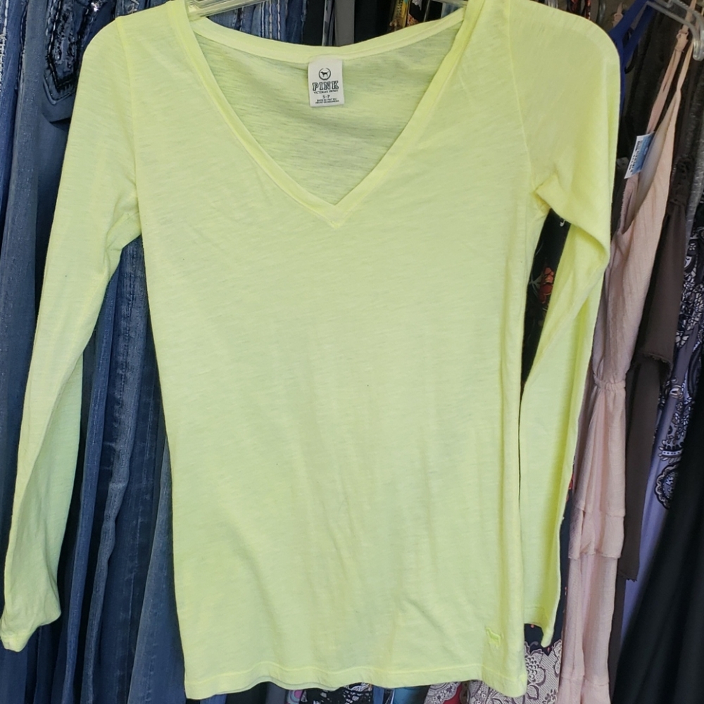 Victorias secret PINK yellow long sleeve Small